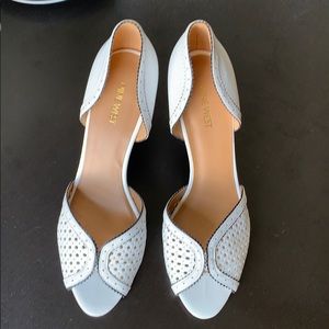 Nine West White Leather D’Orsay Peep Toe 3” Pumps